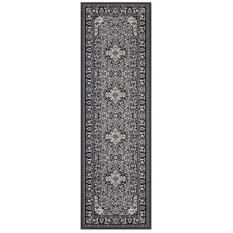 Nouristan Mirkan Oriental Rug - Living Room Rug Oriental Short Pile Vintage Oriental Rug for Dining Room, Living Room, Bedroom - Dark Grey, 80 x 250 cm