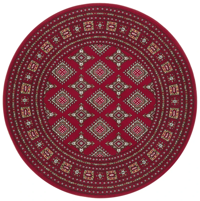 NORTHRUGS Nouristan Mirkan Oriental Round Rug, Living Room Rug, Oriental Short Pile Vintage Oriental Rug for Dining Room, Living Room, Bedroom, Red, 160 cm - Image 1