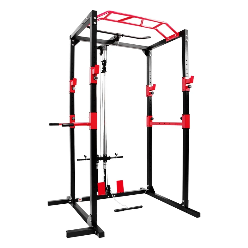 Ultrasport Power Rack, Fitness Rack, Multifunctional Rack For Effective Full Body Training, Solid Steel Construction, Perfect For Beginners And Professionals, Home Gym, Fitness Tower, Black/Red