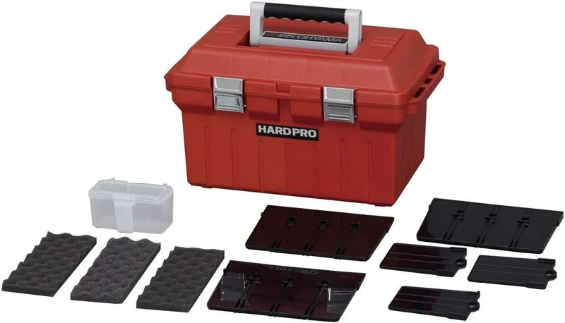 Iris Ohyama, DIY Storage box, organiser, with removable compartments, 46 x 28 x 27 cm, garage - Hard Pro 46 - Red