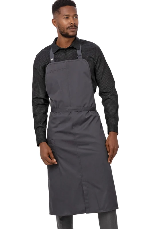 Chef Works Brio Chef's Bib Apron, Charcoal, One Size