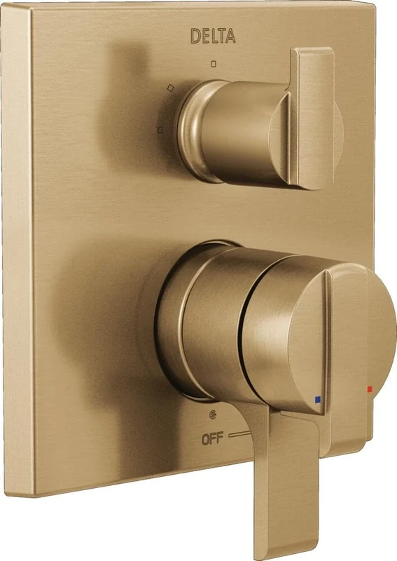 Delta Faucet T27867-CZ Angular Modern Monitor 17 Series Valve 3-Setting Integrated Shower Trim with Diverter, Champagne Bronze
