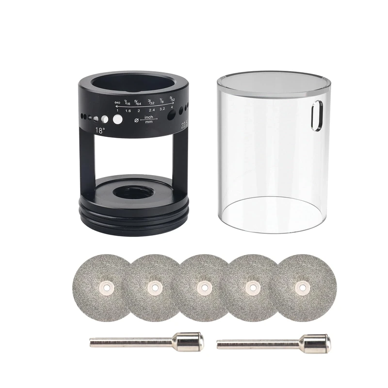 3mirrors Aluminum Tungsten Electrode Sharpener Grinder Head TIG Welding Tool 24 Guides, 24 Multi-Angle & Offsets, Full-Featured Tool w/Dust Housing, Healthy Version