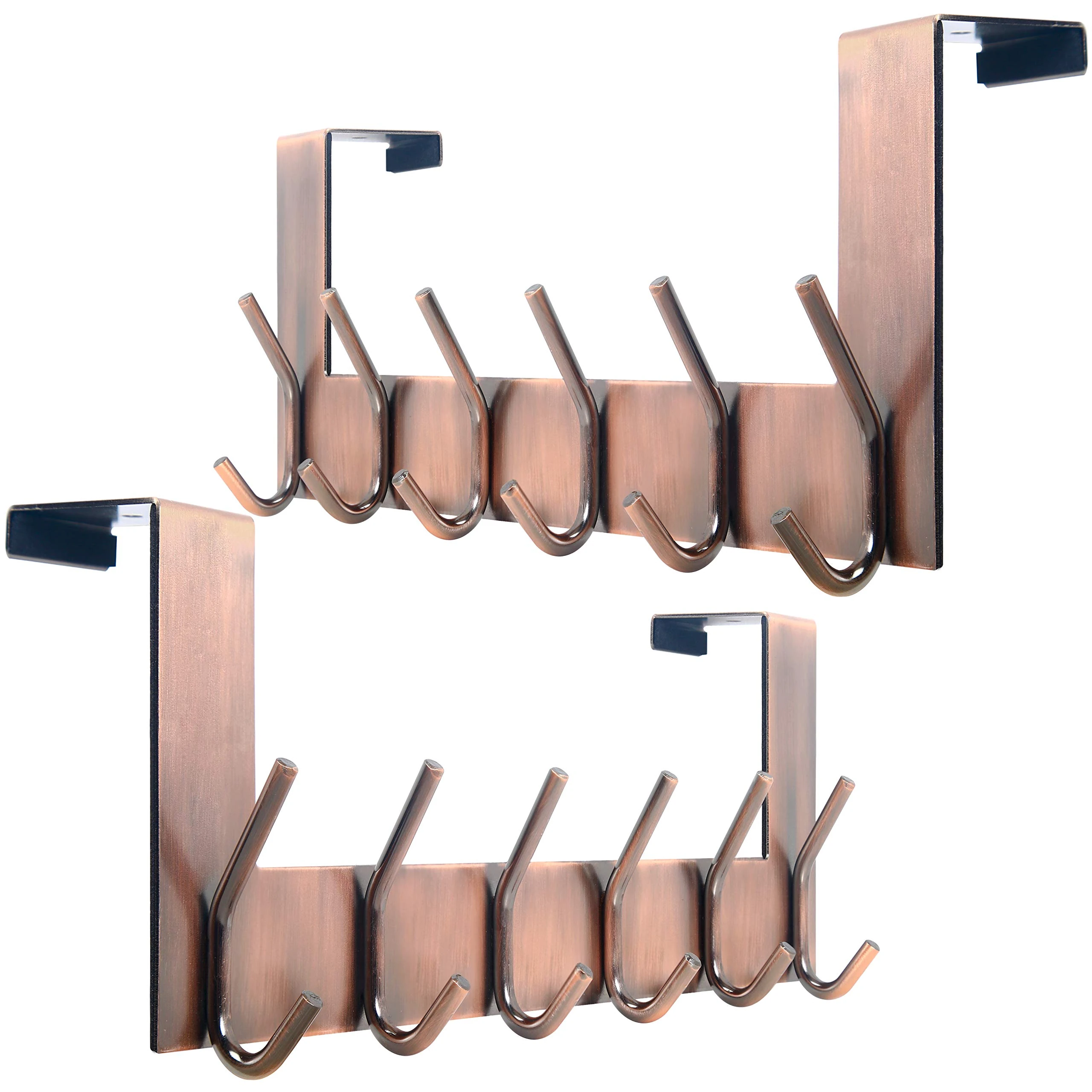 WEBI Over The Door Hooks for Hanging,Over Door Hanger Coat Rack Over The Door Towel Rack for Clothes,Towels,Hats,Antique Copper,2 Packs