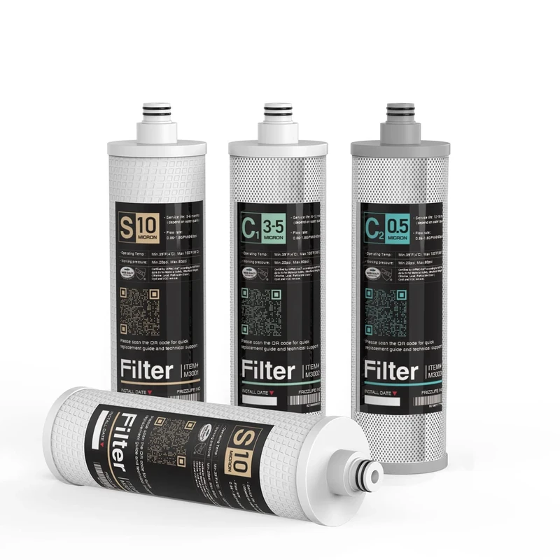 Frizzlife M3005 Replacement Filter Cartridge Set (4 Pack) for SK99,SP99,SK99 NEW and SP99 NEW Under Sink Water Filter System