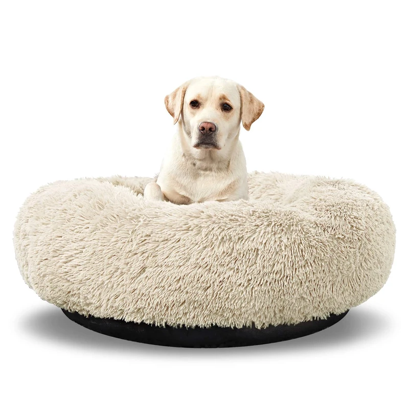 ANWA Washable Dog Bed - Round Donut Bed for Large Dogs, Comfy Calming Cuddler