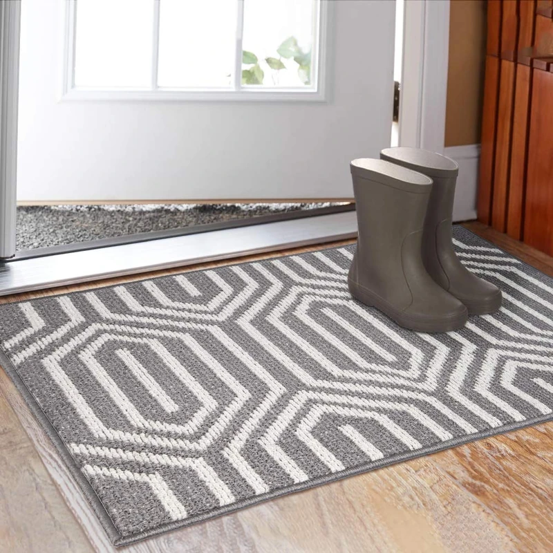 Aoonby Modern Absorbent Doormat, 32" x 48", Grey, Machine Washable, Non Slip, Low Profile