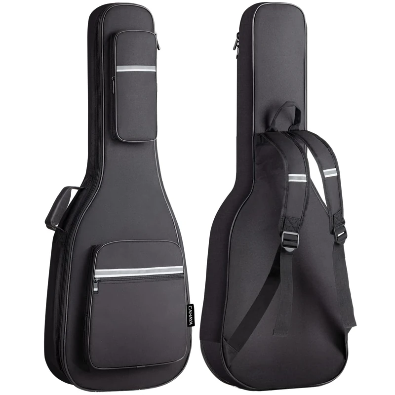 CAHAYA Electric Guitar Gig Bag Padded with 12 mm Padded with Reflective Stripes, Black CY0201, Black, Rembourrage de 12 mm, Modern