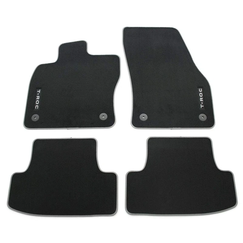 Volkswagen 2GC061270WGK Textile Floor Mats Premium Velour Floor Mats 4 x Fabric Mats for VW T-ROC Cabrio, Grey