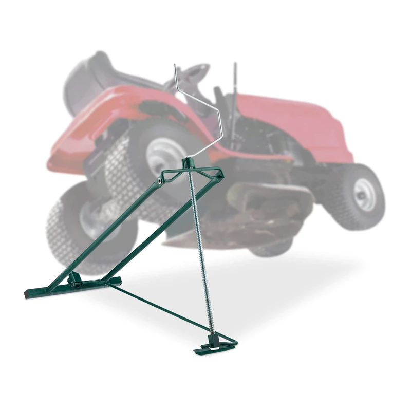Relaxdays Lawn Mower Jack, 400kg, Maintenance Lifting Tool Ride-On Garden Tractor, Adjustable Tilt/Height, Steel, Green