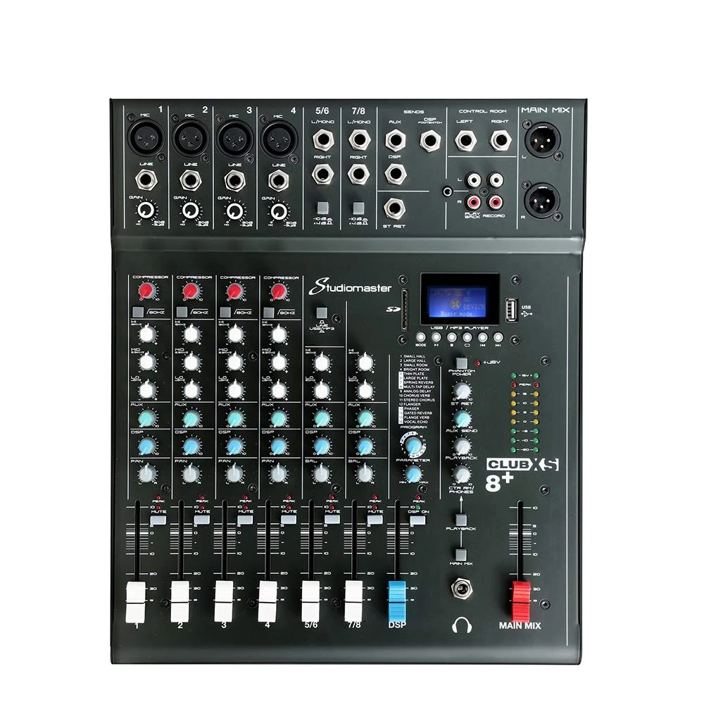 Studiomaster CLUB XS 8 + Channel Mixer Desk with DSP Effects USB Recorder