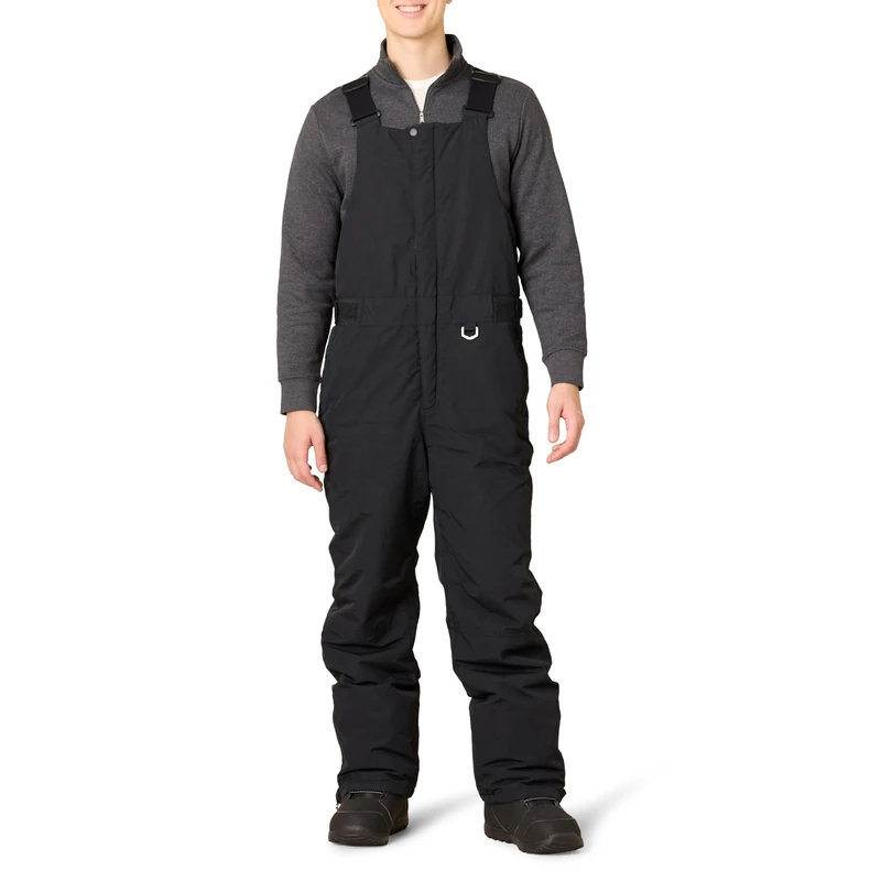 Amazon Essentials Men's Water-Resistant Insulated Snow Bib Overall, Black, X-Small