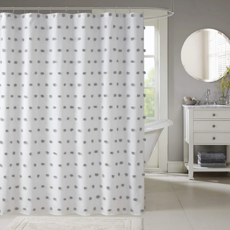 Madison Park Modern Bathroom Décor, Machine Washable Bath Privacy Screen, Polyester, Grey/White, 72" W x 72" L (Pack of 1)