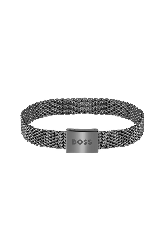 BOSS Jewelry Men's MESH Mesh Bracelet with Grey Ion Plating (IP) - 1580039M