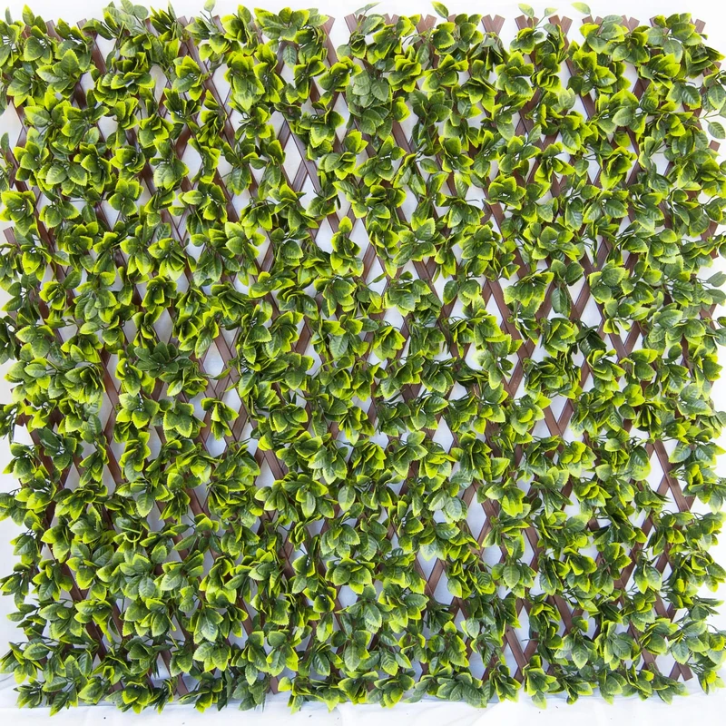 Tenax Artificial Hedge with 3D Leaves on Trellis Extendable PVC Trellis, Divy 3D Trellis, 1x2 m