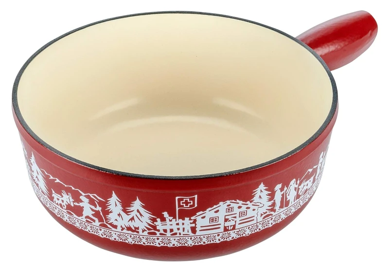 KUHN RIKON 32273 Caquelon Induction Cast Iron Red Alpine Willow 24 cm