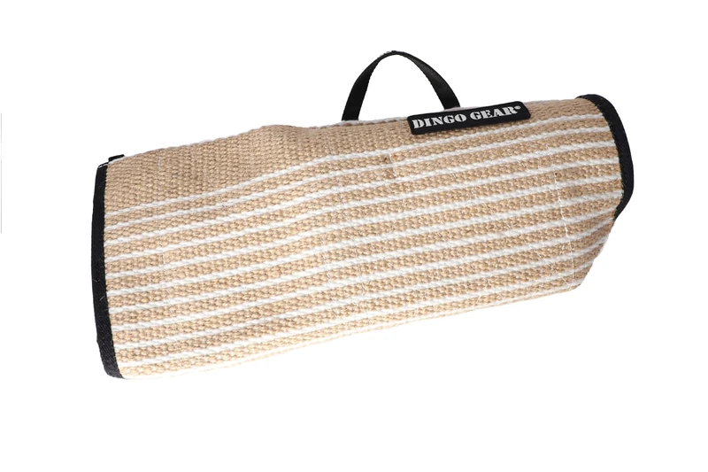 DINGO GEAR Sentinel Bite Sleeve for Dog Training, K9, IGP, Dog Sports, Professional Reinforced Protection, 1 Handle, 1 Holder, Medium Hard Bite Guard, Jute, Natural Colour (S00542)
