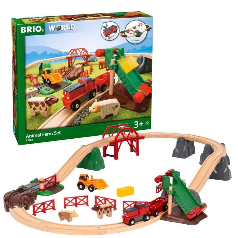 BRIO World Farm Animal Toy Train Set for Kids Age 3 Years Up - Wooden Railway Accessories and Add Ons