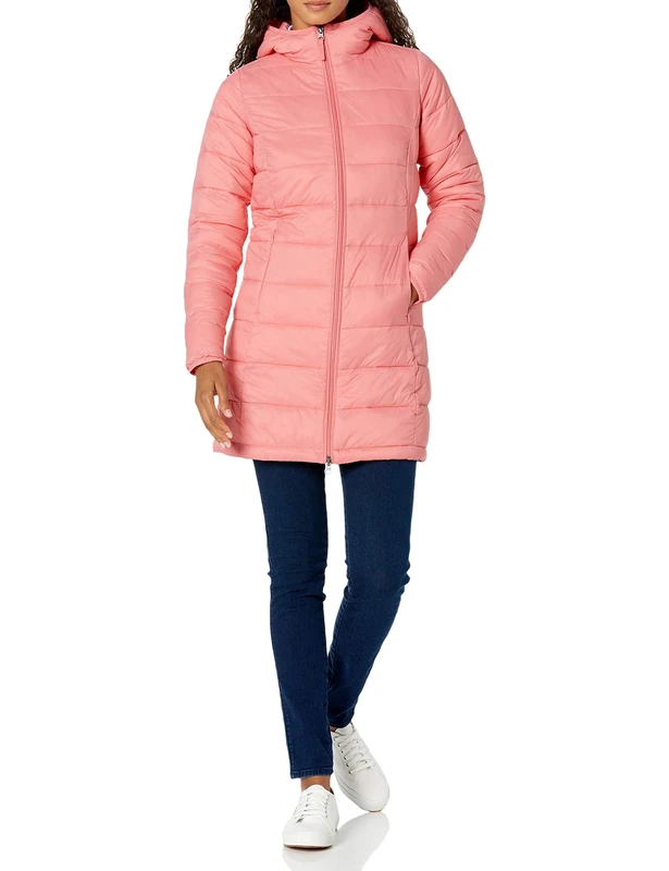 Amazon Essentials Women's Lightweight Water-Resistant Packable Hooded Puffer Coat (Available in Plus Size), Pink, Medium