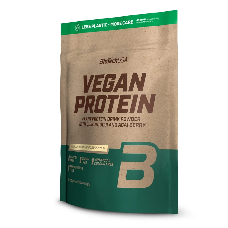 BioTechUSA Vegan Protein | Rice and Pea-Based Shake with Superfoods and Amino Acids | Sugar, Lactose, and Gluten-Free, 2 kg, Vanilla Cake - Image 1