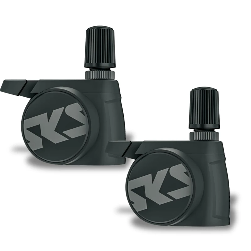 SKS GERMANY AIRSPY AV SET Set of 2 Tyre pressure monitoring system with permanent measurement (bicycle accessories for mounting on AV valves, dust & waterproof, can be used as digital pressure gauge).