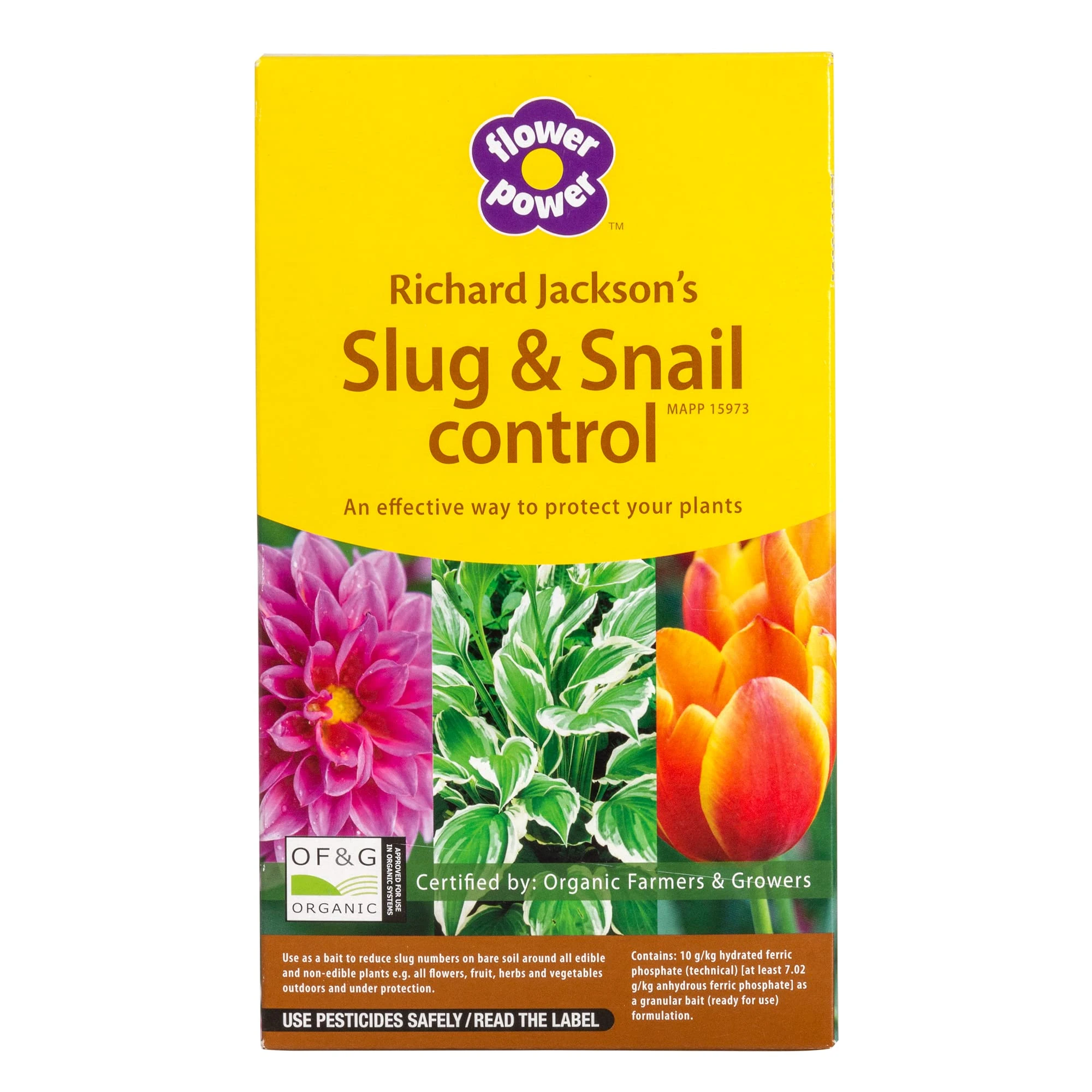 Flower Power Richard Jackson Organic Slug & Snail Control Pellets, Natural Metaldehyde-Free Formula with Iron Phosphate, Plant Safe Treatment for Garden and Vegetables, 1.2kg