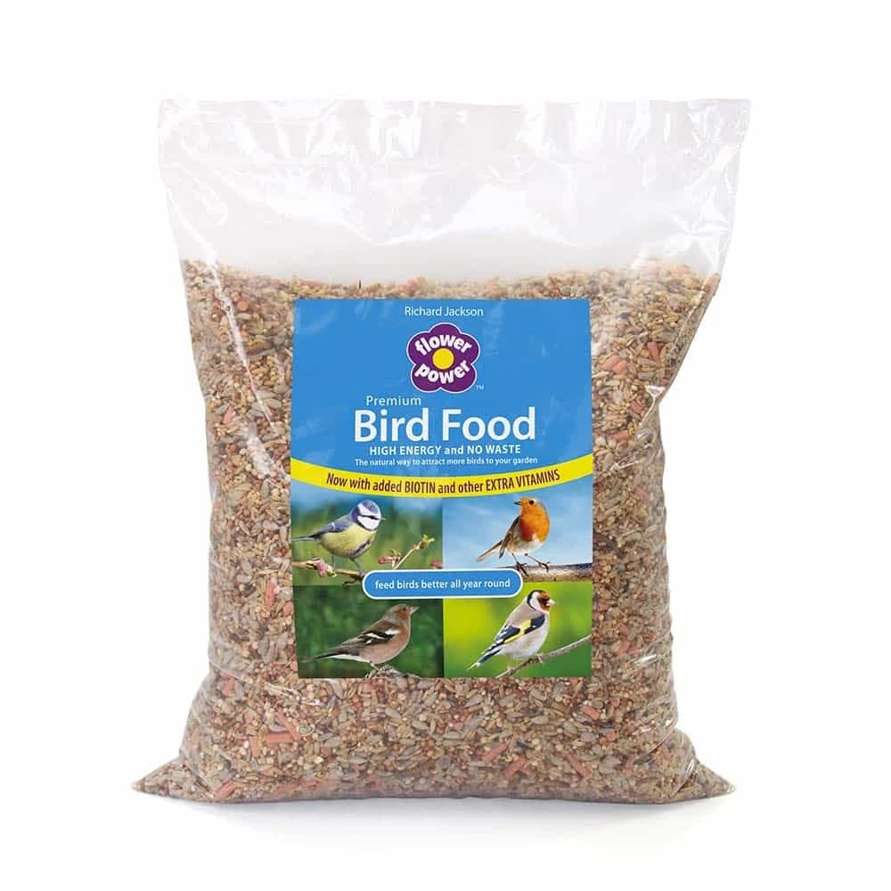 Richard Jackson Flower Power Premium Bird Food, No Waste Natural High Energy Seeds & Wild Bird Feed Pellets, Flower Power Range (5kg)
