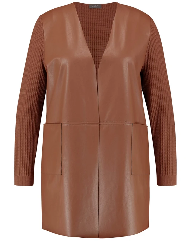 Samoon Women's Jacke Strick Shrug Sweater, Coffee Grain, Xx-Large