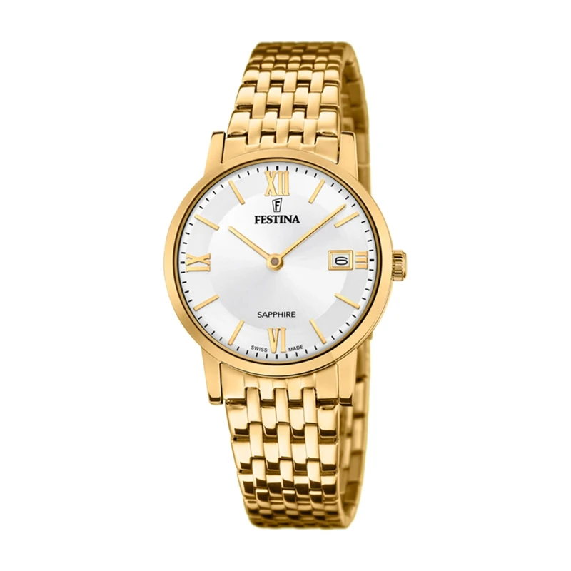 Festina Swiss Made Ladies Gold PVD-Plated Watch with Steel Bracelet F20021/1