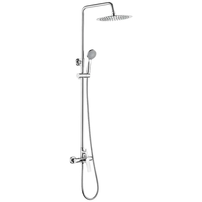 Ibergrif M17004 Prague, Column, Hand System, Hose, Adjustable Shower Bar and Stand, Black,Silver