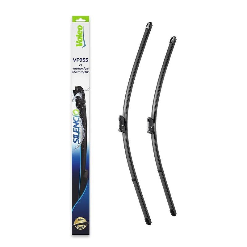 VALEO Silencio Wiper - VF955 - Kit of High Performance, Superior Road Visibility, Easy Installation Original Flat Blades 700mm/650mm - Front - Set of 2 Wiper Blades - 577955