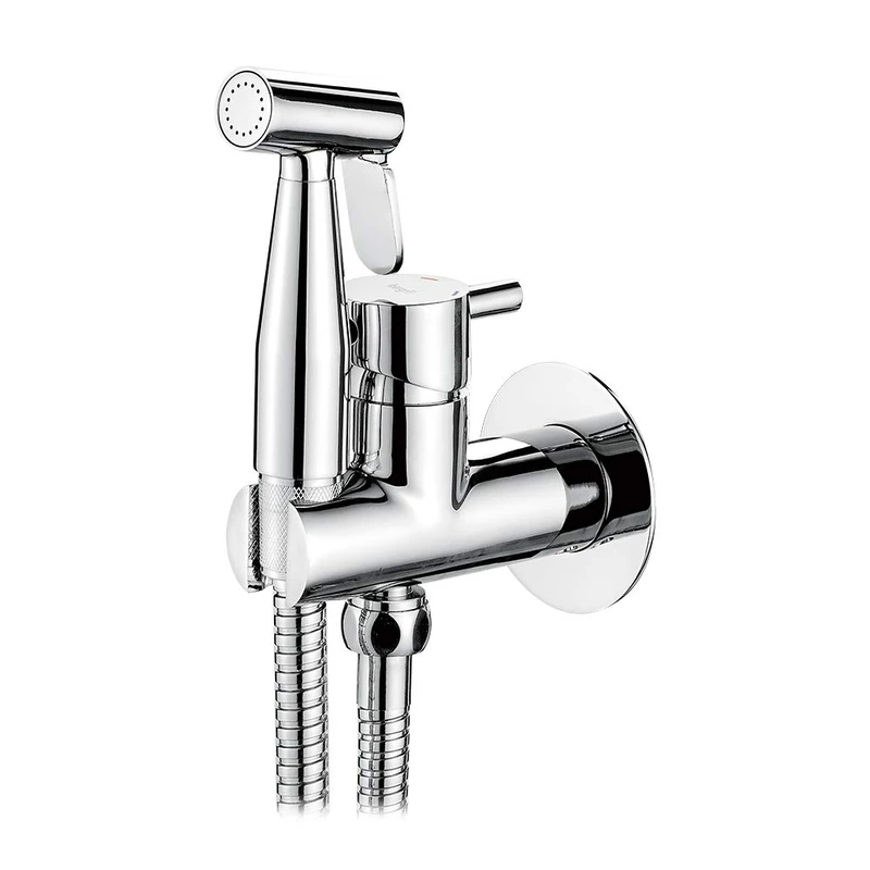 Ibergrif M22018 - Concealed Shower Mixer Kit, Hot and Cold Bidet Spray with Shattaf Sprayer, Hose Pipe, Chrome, Silver, S