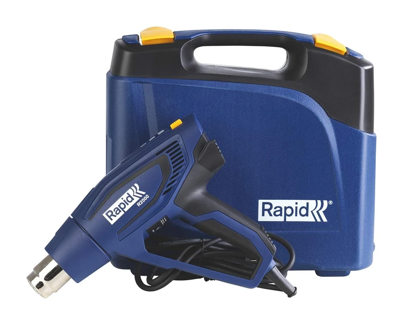 RAPID R2000 Hot Air Gun with Case, Quick Heating 2000W Heat Gun, Paint Stripping Defrosting Water Pipes, Three Stage Temperature Regulation, Handle Protection (5001405)
