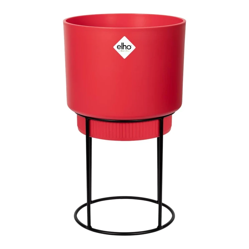 elho B.for Studio Round 22 - Flower Pot Indoor - 100% Recycled Plastic - Ø 22.0 x H 38.2 cm - Red/Brilliant Red