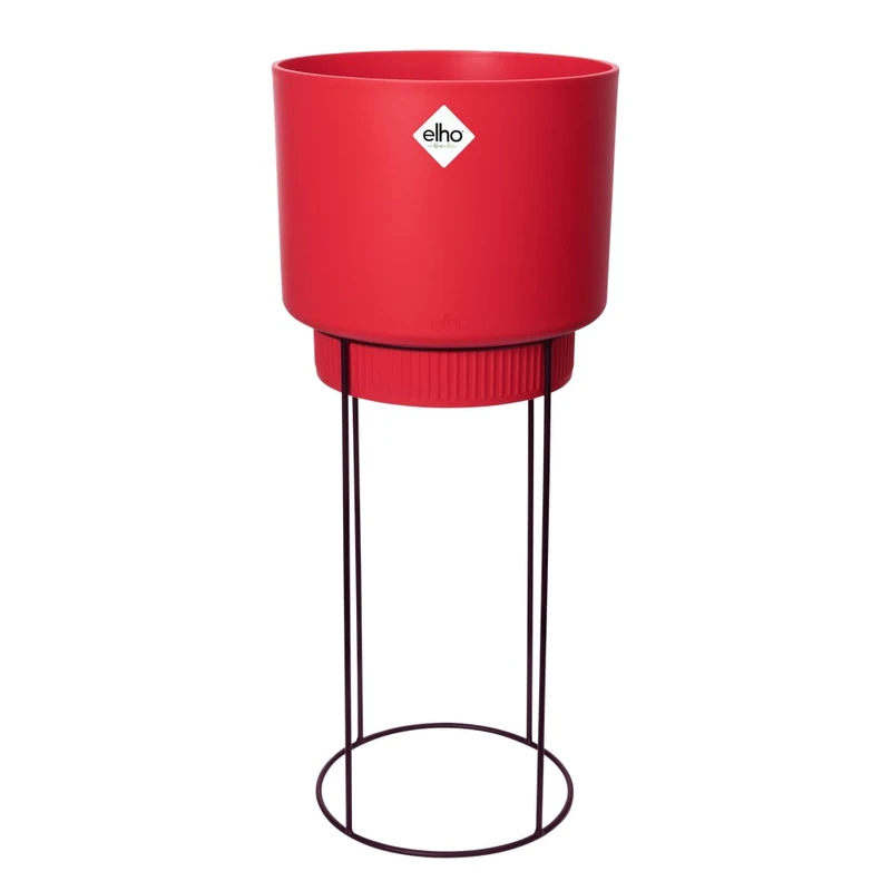elho B.for Studio Round 30 - Flower Pot Indoor - 100% Recycled Plastic - Ø 29.5 x H 68.9 cm - Red/Brilliant Red