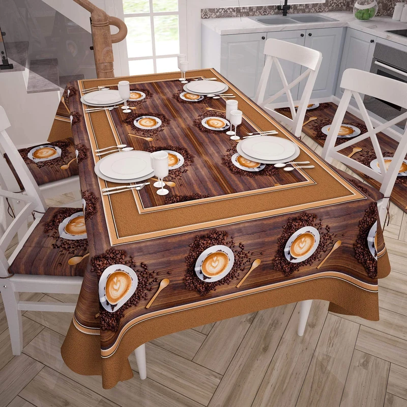 PETTI Artigiani Italiani Rectangular, Microfiber, Decorative Printed Table Cloth, 100% Made in Italy, Coffe 1, 140x450 cm