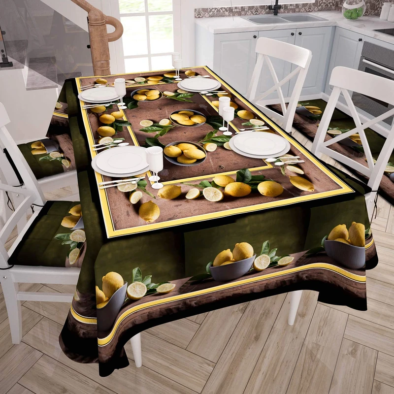 PETTI Artigiani Italiani Rectangular, Microfiber, Decorative Printed Table Cloth, 100% Made in Italy, Lemons, 140x450
