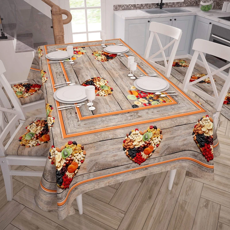 PETTI Artigiani Italiani Rectangular, Microfiber, Decorative Printed Table Cloth, 100% Made in Italy, Dried Fruit, 140x450 cm