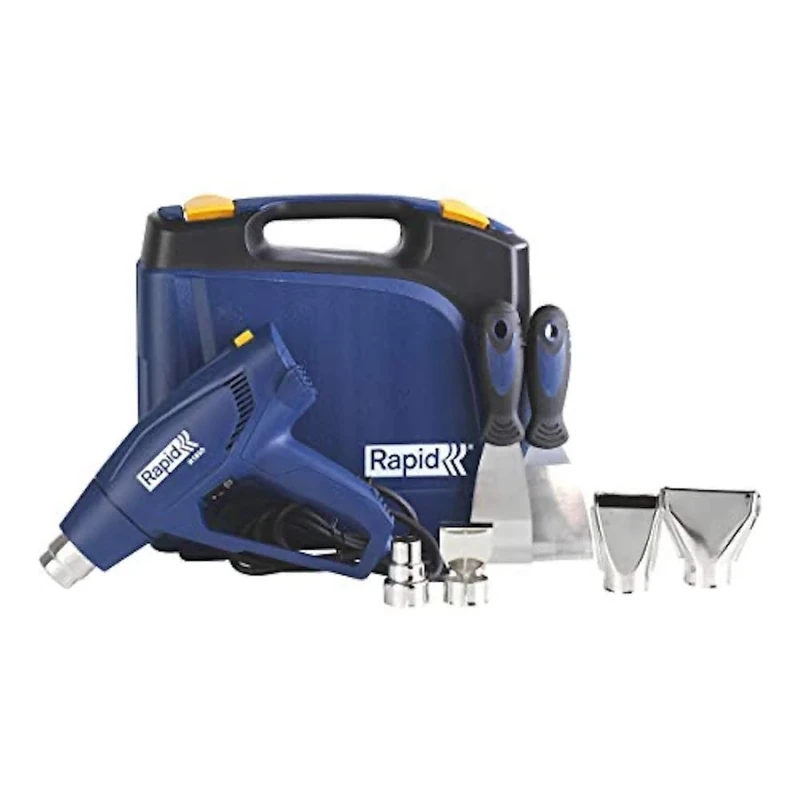 RAPID R1800 Hot Air Gun Starter Kit with Case and Accessories, 1800W DIY Heat Gun, Remove Paint, Shrink & De-Solder, Two Stage Temperature Regulation, Handle Protection (5001403)