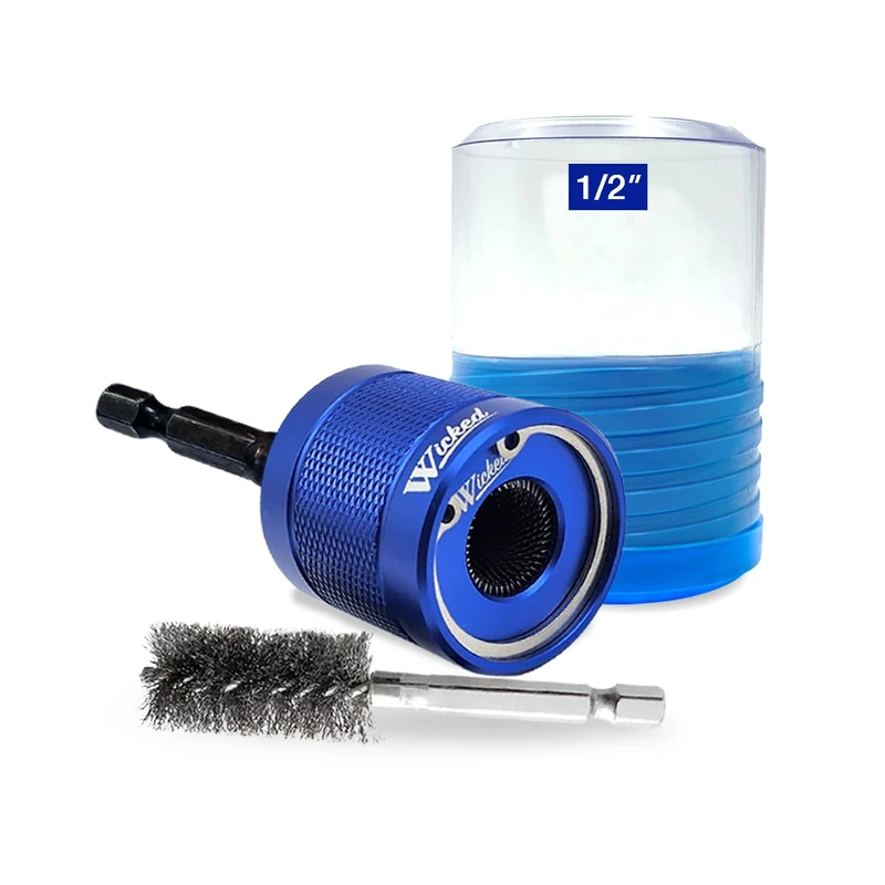 WICKED 1/2’’ Copper Tube Pipe Cleaning Brush Kit; The Professional Plumber’s Tool Industrial “All Metal” Strength Heavy Duty Construction Grade with Replaceable Parts