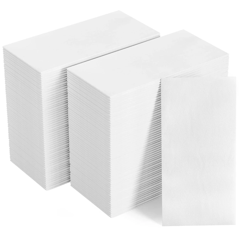 [480 Pack] FOCUSLINE Disposable Bathroom Napkins, Linen-Feel Guest Towels, Soft and Absorbent Disposable Paper Hand Towels for Dinner, Wedding Event, Parties, White