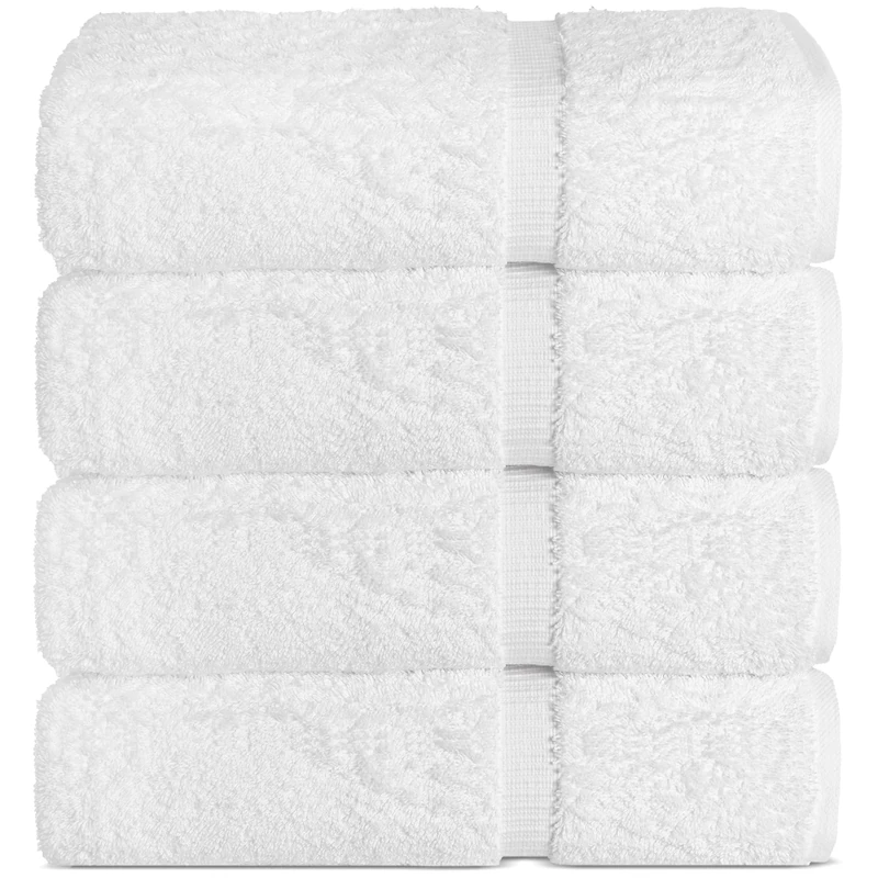Chakir Turkish Linens Hotel & Spa Quality, Highly Absorbent Towel Set (Bath Towel - Set of 4, White)