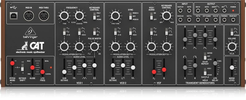 Behringer CAT Legendary Paraphonic Analog Synthesizer with Dual VCOs, 4 Mixable Waveforms, External Signal Processor, 16-Voice Poly Chain and Eurorack Format
