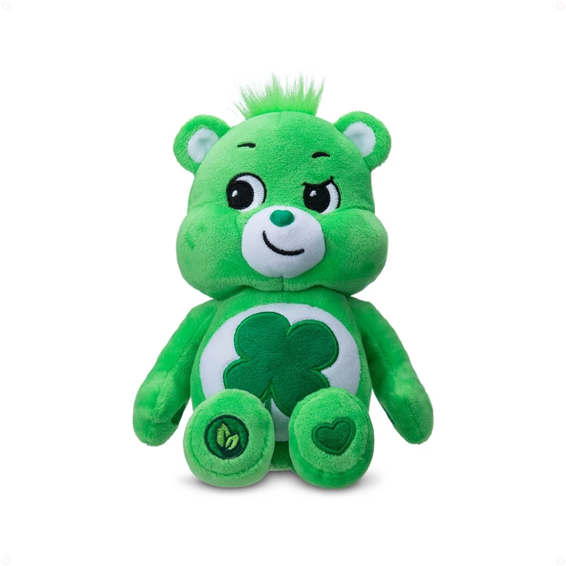 Basic Fun Care Bears Good Luck Bear 22cm Bean Plush Toy – Collectable Soft Cuddly Teddy with Four-Leaf Clover Belly Badge for Kids & Collectors Ages 4+