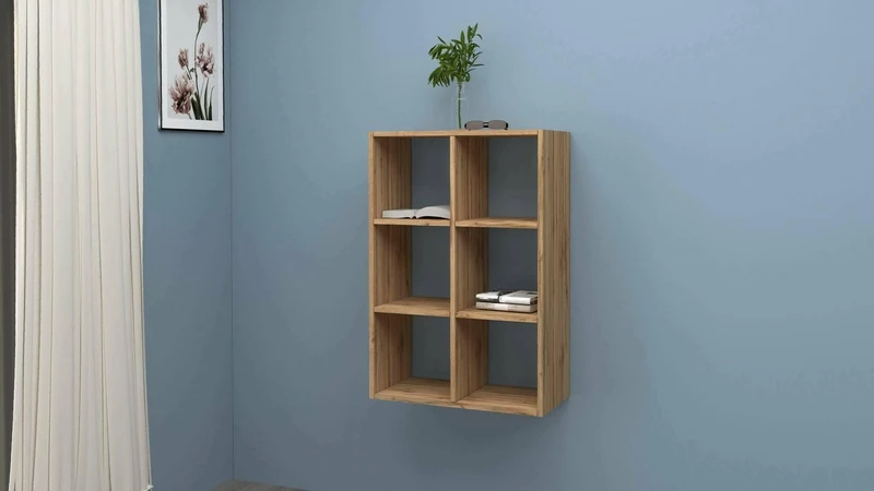 Dmora - Bookshelf Rodrigo, Cabinet with shelves, Office library, 100% Made in Italy, Oak, cm 60x25h90
