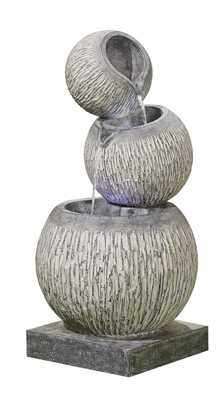 Easy Fountain Illusion Falls inc LED Garden Water Feature – Self-Contained Outdoor Fountain with Recirculating Pump, Polyresin, for Patio & Garden