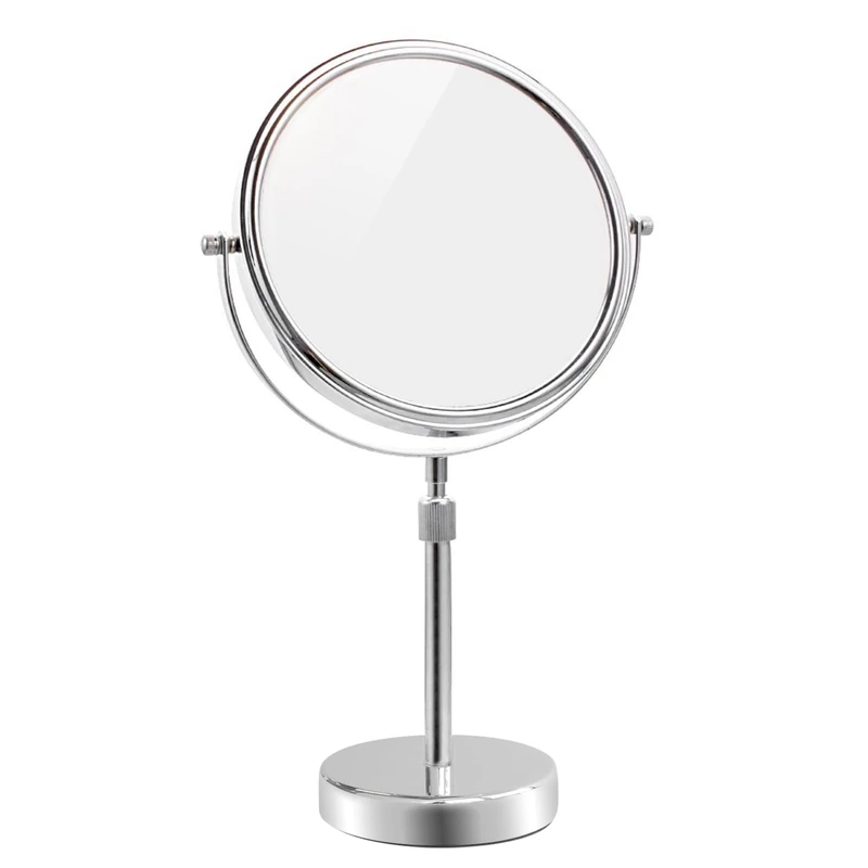 Nicesail Tabletop Makeup Mirror 8 Inch Double-Sided With 7X Magnification, Freestanding With Pedestal for Shaving, Height Adjustable Chrome Finish - Image 1