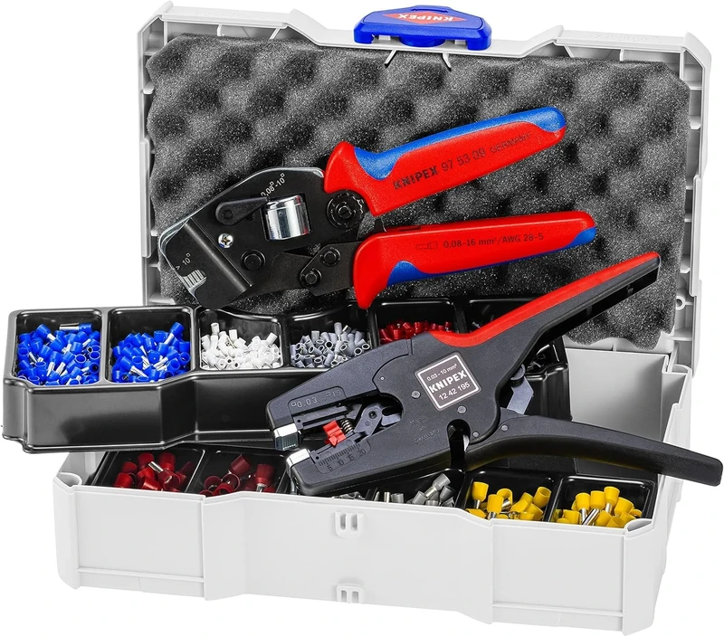 KNIPEX Crimp Assortment for Wire Ferrules 1 x 12 42 195, 1 x 97 53 0, 8, 9 x Wire Ferrule Sets 265 mm, 97 90 17
