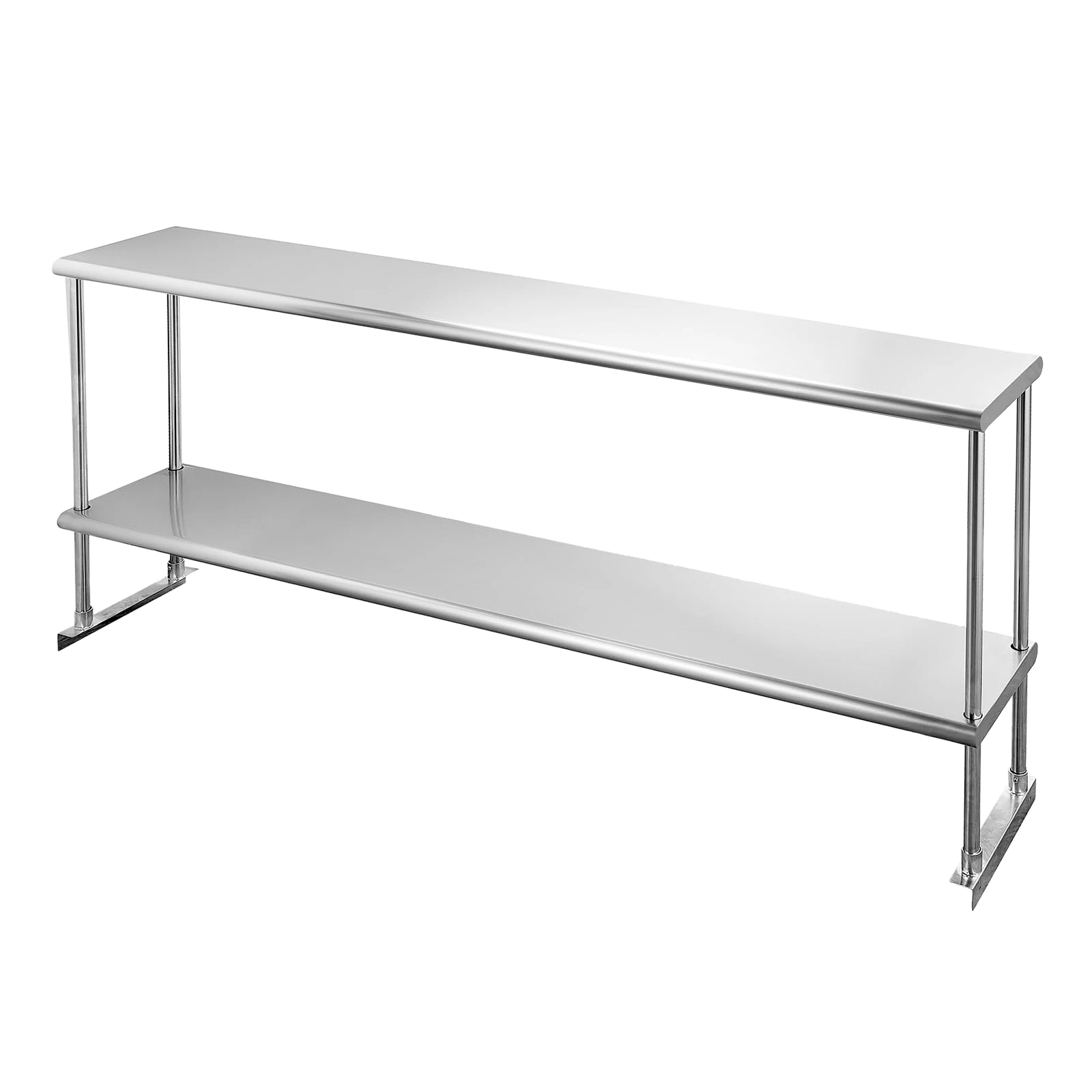 Hally Double Overshelf of Stainless Steel 12'' x 72'' Weight Capacity 420lb, NSF Commercial 2 Tier Shelf for Prep & Work Table in Restaurant, Home and Kitchen