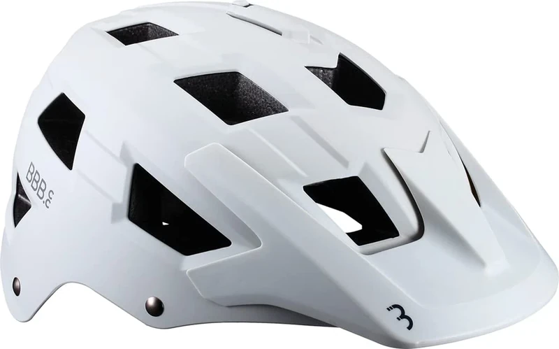 BBB Cycling Bike Helmet MTB Mountain Bike Cycle Helmet with Large Visor for Trek and Trail Bikes, Adult Helmet with Camera Mount ABS Shell Nanga BHE-54 Matt Off White, M (54-58 cm)